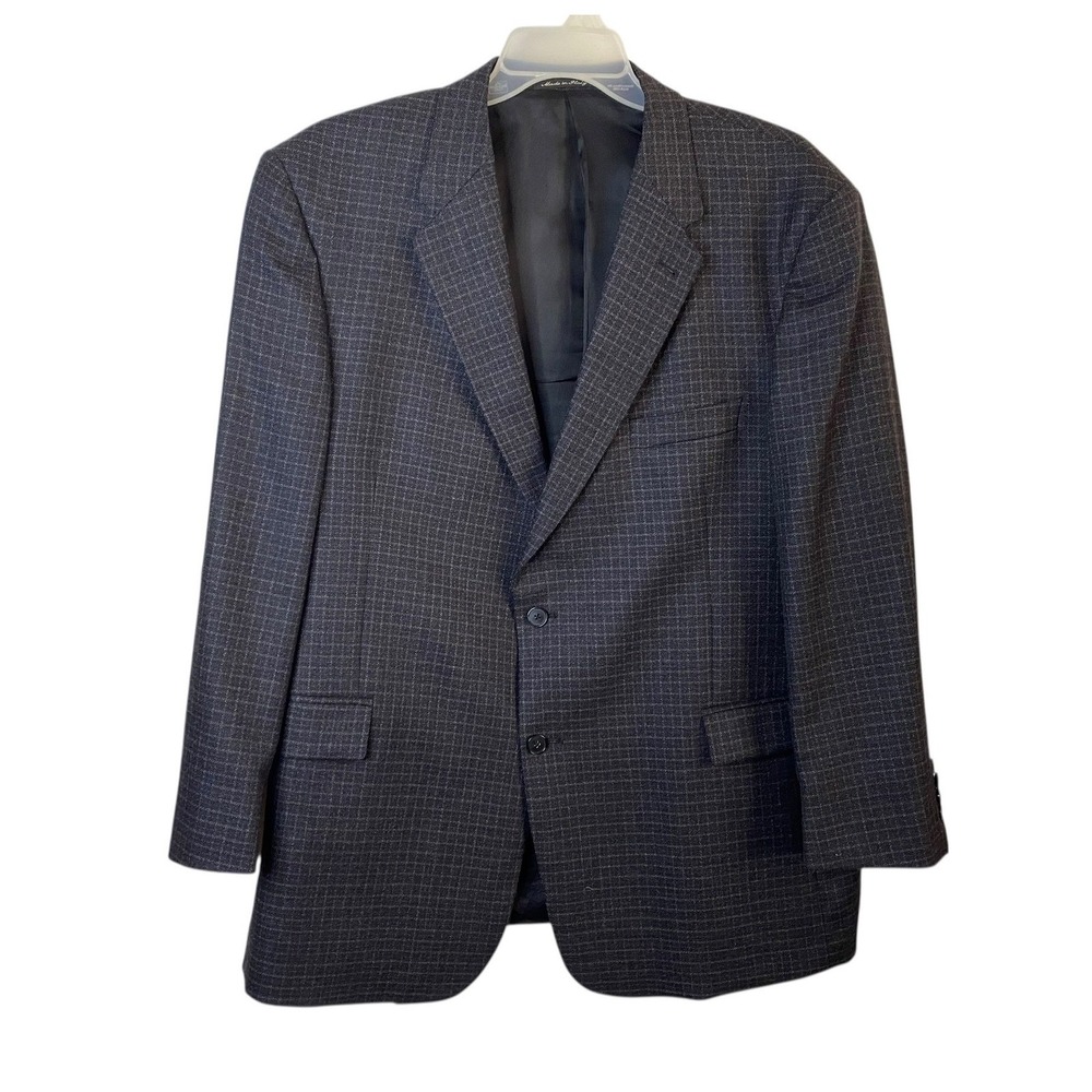 Murano Blazer Men's 48R Check Pattern Gray Wool Cashmere Blend Sport Coat